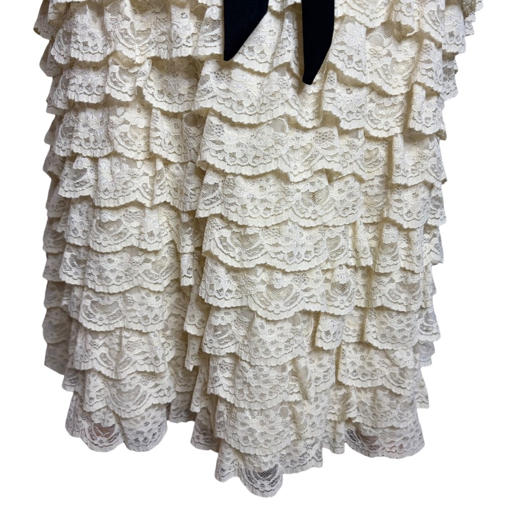 Anthropologie Maeve Ivory Lace Slip Dress 4 Tiered Ruffle Cottagecore A-Line - Picture 6 of 11